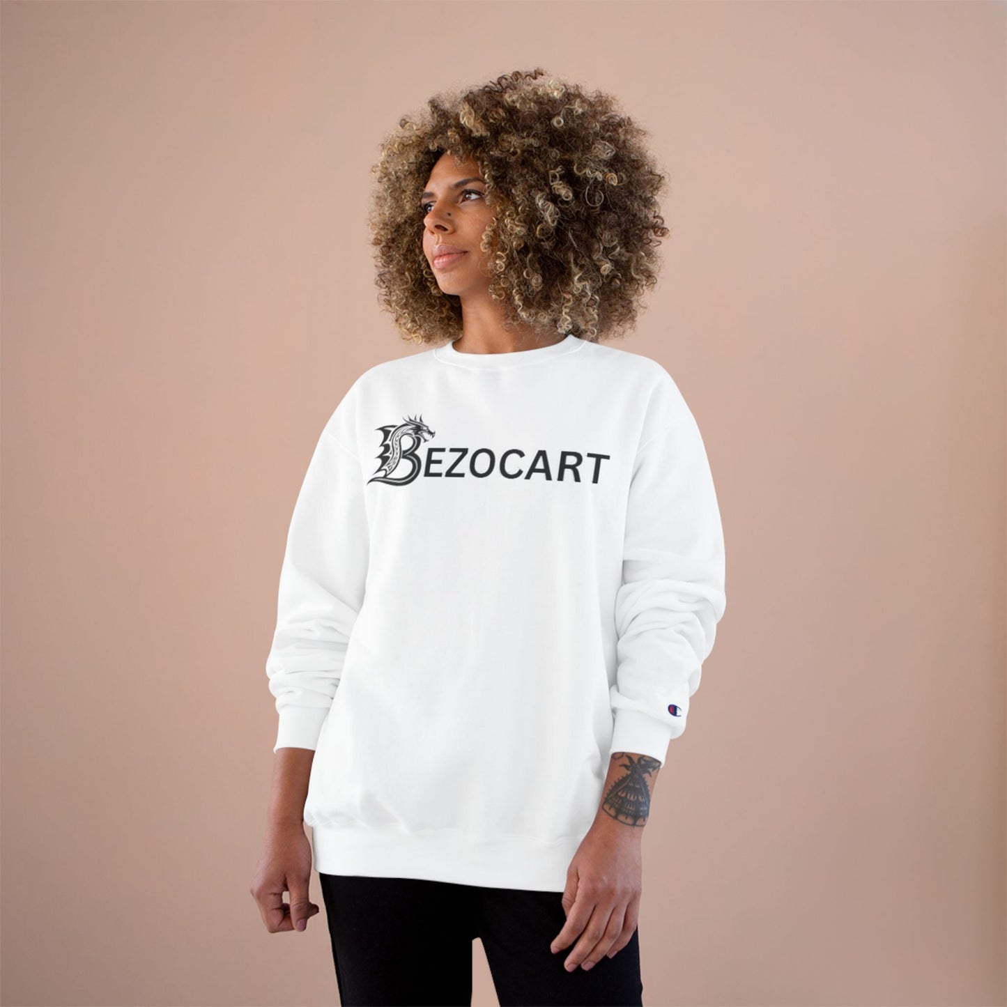 Bezocart Sweatshirt — White Champion Crewneck