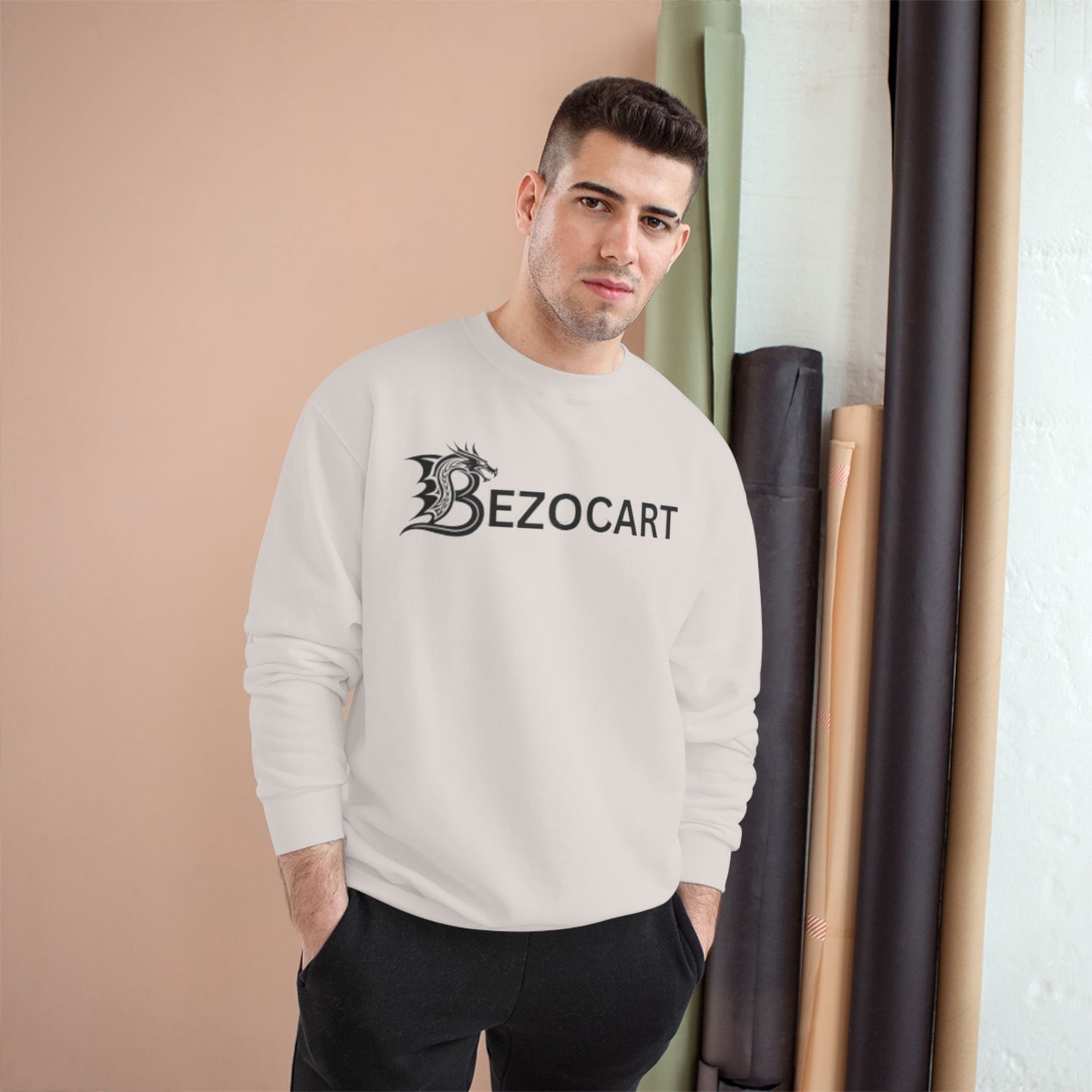 Bezocart Sweatshirt — White Champion Crewneck