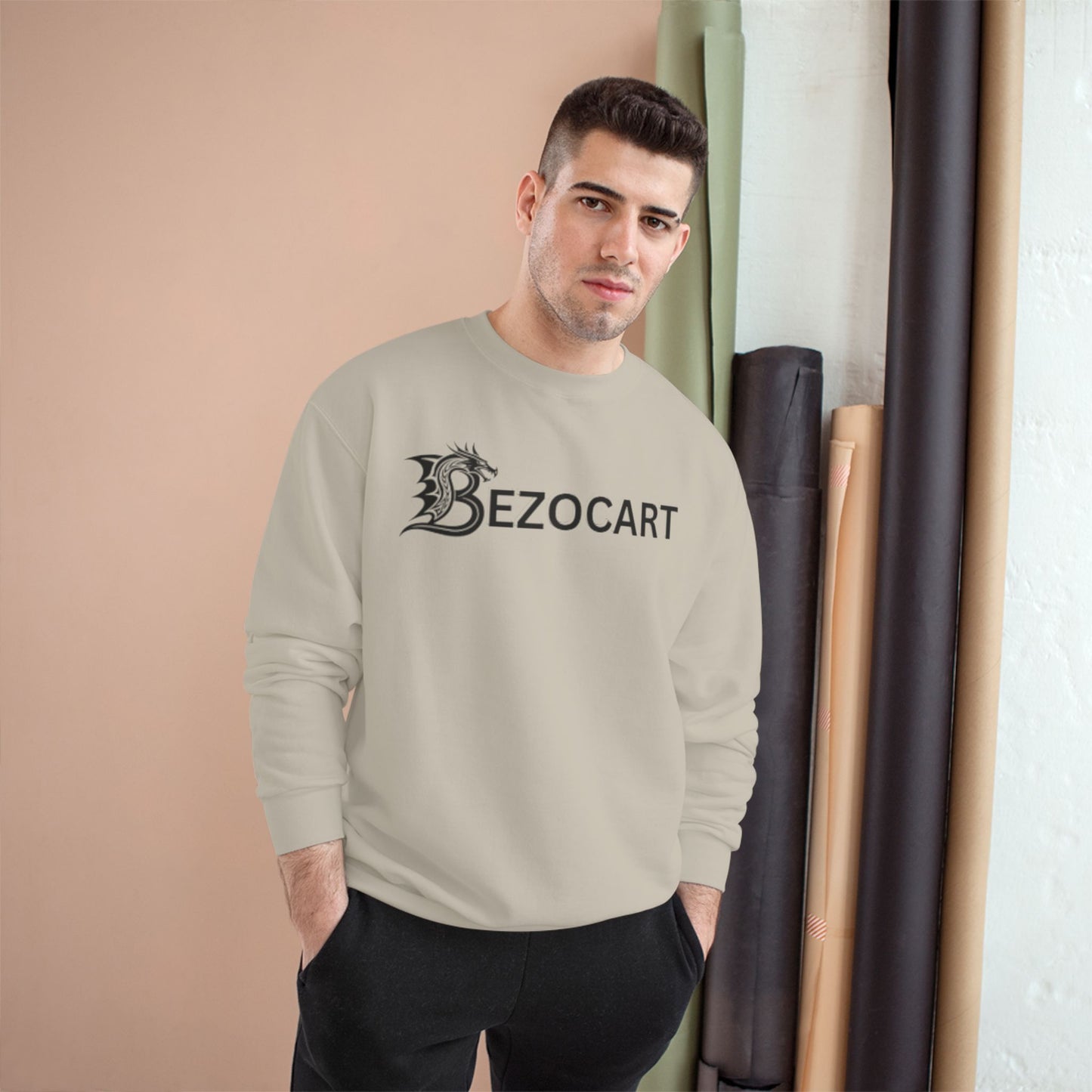 Bezocart Sweatshirt — White Champion Crewneck