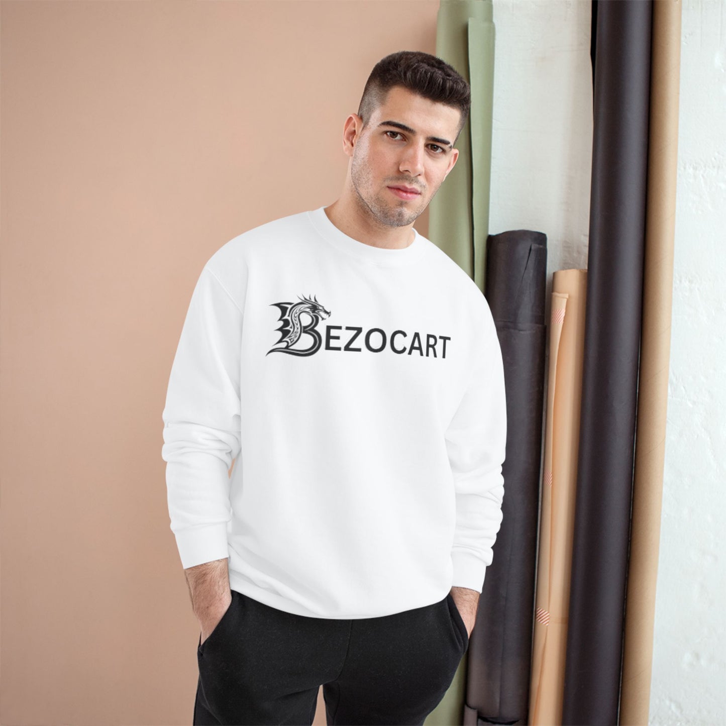 Bezocart Sweatshirt — White Champion Crewneck